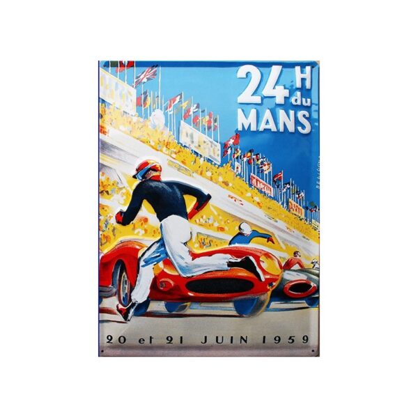 plaque métal publicitaire 30x40cm relief : 24 h du Mans 1959