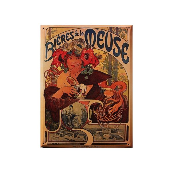 Plaque métal publicitaire 30x40cm plate : Bières de la Meuse