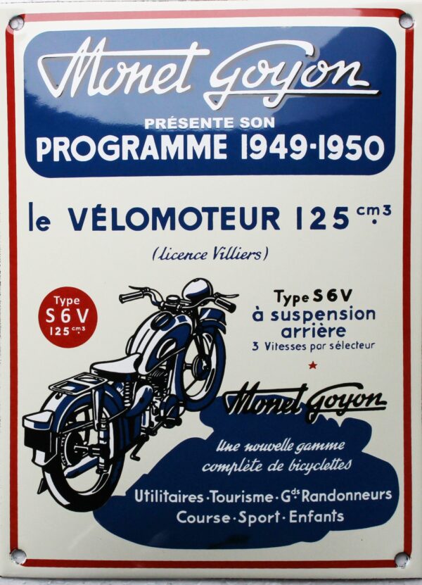 Plaque émaillée : VÉLOMOTEUR MONET GOYON – Image 2
