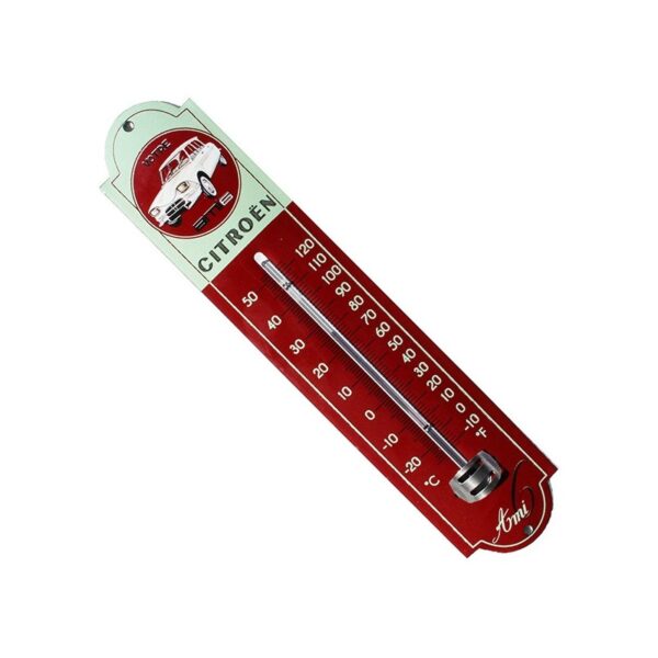 Thermomètre émaillé, bombé hauteur 30cm : CITROËN AMI 6