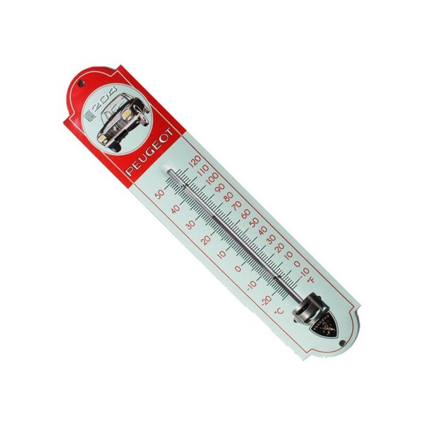 Thermomètre émaillé, bombé hauteur 30cm : PEUGEOT 204