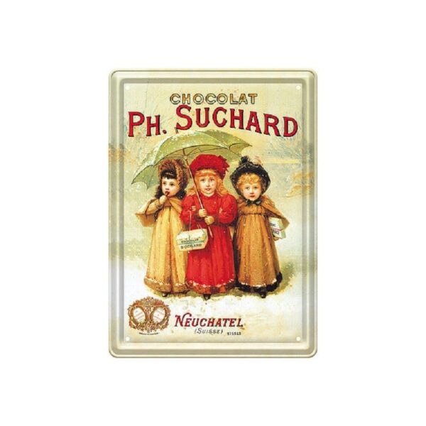 Plaque métal publicitaire 30x40cm bombée : 3 Filles SUCHARD