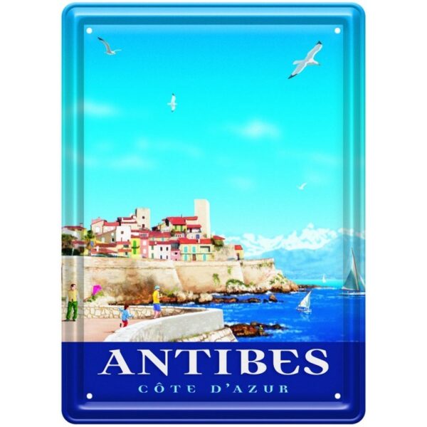 Plaque métal publicitaire 15 x 21 cm : ANTIBES