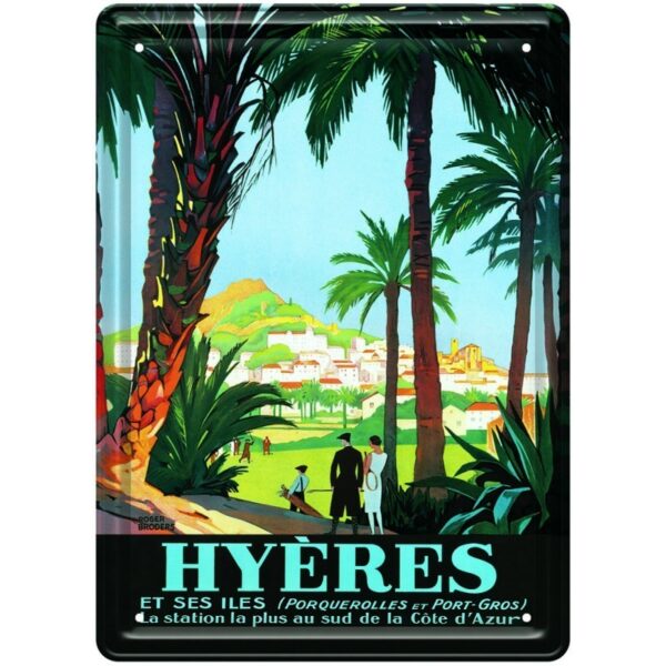 Plaque métal publicitaire 15 x 21 cm Bombée : HYERES
