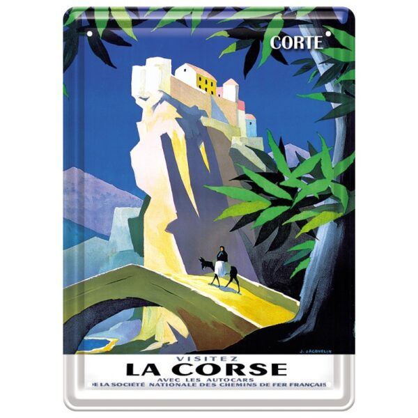 Plaque métal publicitaire 15 x 21 cm plate : LA CORSE - CORTE – Image 2