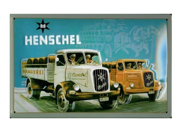 Plaque métal publicitaire 20x30cm bombée en relief Camions Henschel HS120 – Image 2