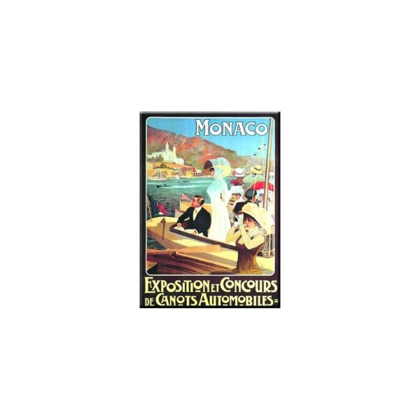 Plaque métal publicitaire 15x20cm bombée : Monaco Canots Automobiles