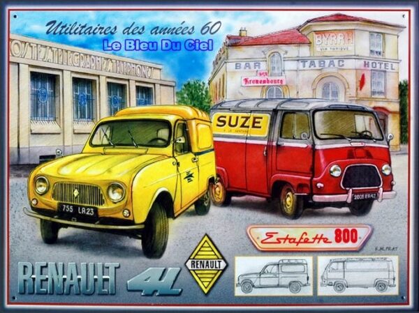 Plaque métal publicitaire 30x40cm bombée relief : Renault utilitaires année 1960 – Image 2