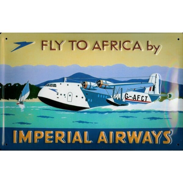 Plaque métal publicitaire 20x30cm bombée en relief : FLY TO AFRICA – Image 2