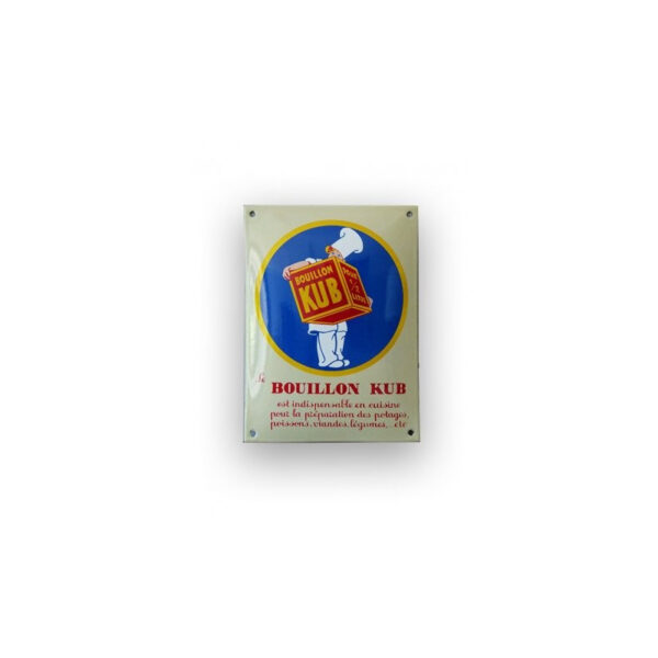 Plaque émaillée bombée : Le Bouillon Kub