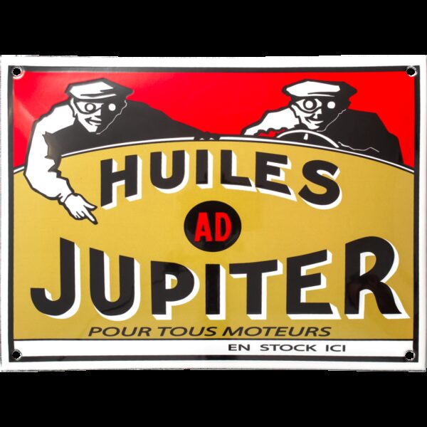 Plaque émaillée bombée : HUILES JUPITER