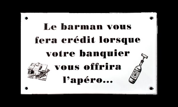 Plaque émaillée bombée : LE BARMAN – Image 2