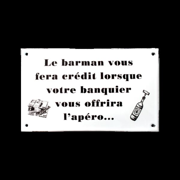 Plaque émaillée bombée : LE BARMAN