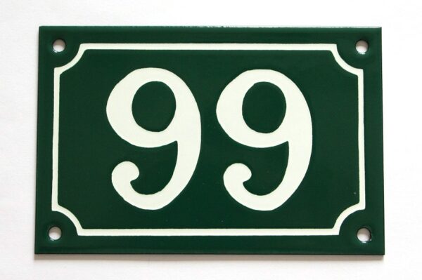Numéro de rue émaillé 10 x 15 cm vert - Numero 99 – Image 2