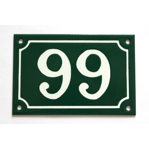 Numéro de rue émaillé 10 x 15 cm vert - Numero 99