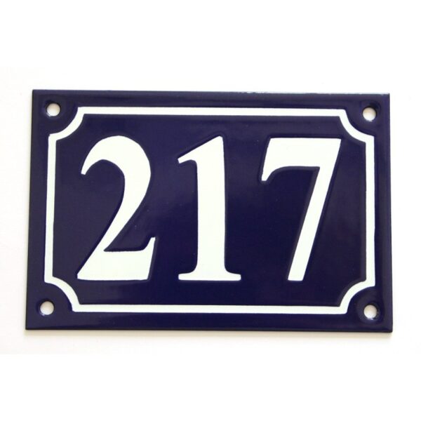 Numéro de rue émaillé 10 x 15 cm bleu - Numero 217