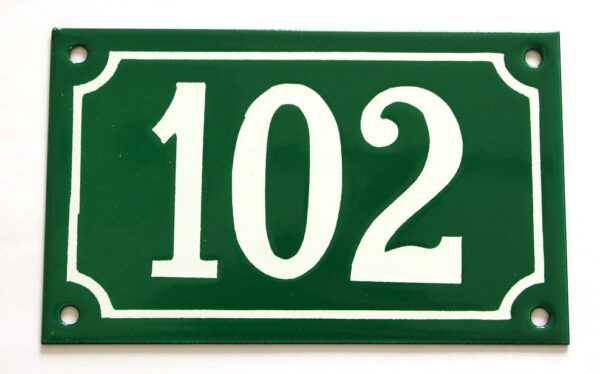 Numéro de rue émaillé 10 x 16 cm vert - Numero 102 – Image 2