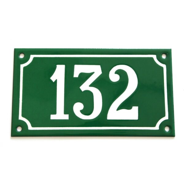 Numéro de rue émaillé 10 x 18 cm vert - Numero 132