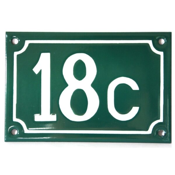 Numéro de rue émaillé 10 x 15 cm vert - Numero 18c