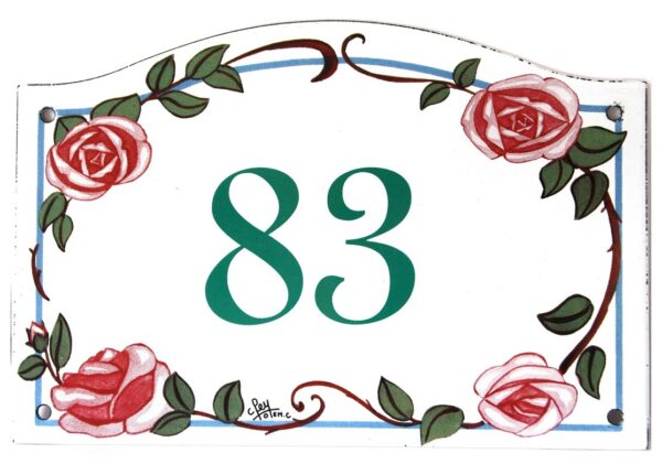 Numéro de rue émaillé 13 x 20 cm Roses - Numero 83 – Image 2