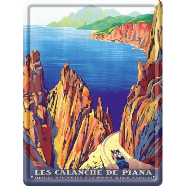 Plaque métal publicitaire 30x40cm bombée : Calanche de Piana