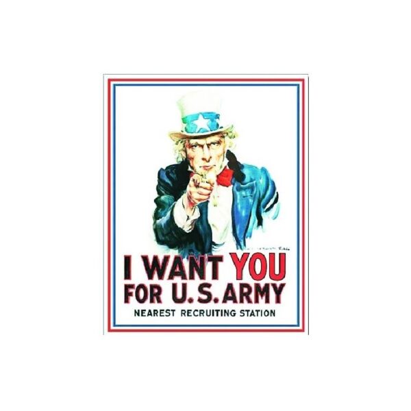 Plaque métal publicitaire 30x40cm plate : I WANT YOU
