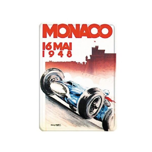 Plaque métal publicitaire 15x21cm bombée : GRAND PRIX MONACO 1948