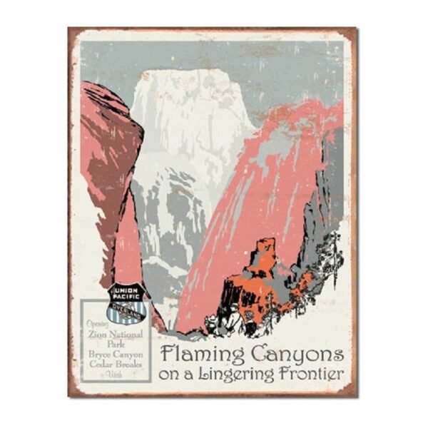 Plaque métal publicitaire 30x40cm plate : Flaming Canyons