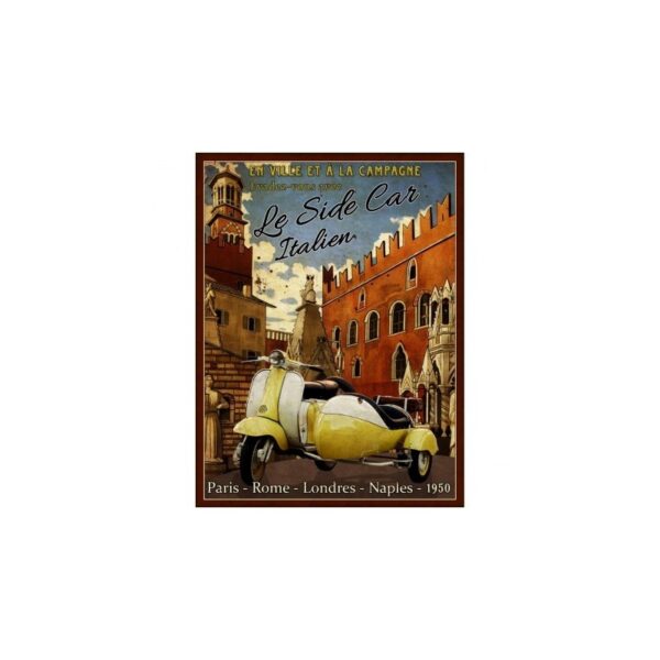 Plaque métal 22x28cm plate : LE SIDE CAR ITALIEN