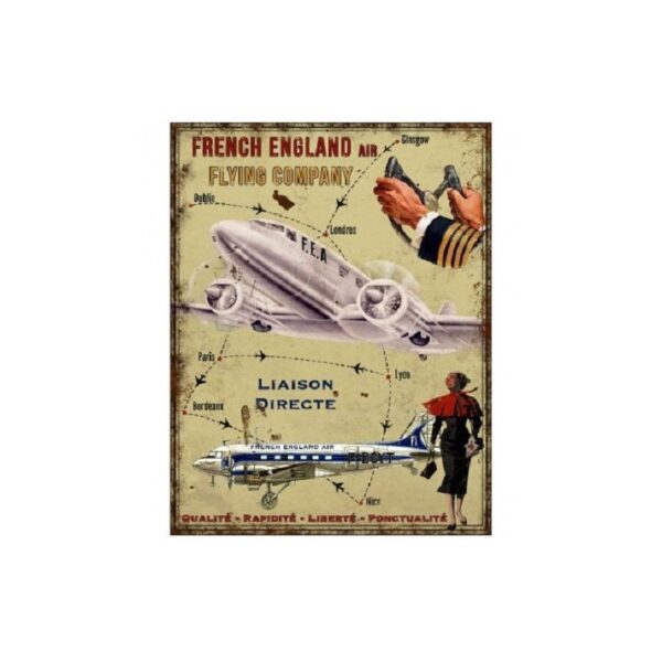 Plaque métal 36x28 cm plate : FRENCH ENGLAND AIR