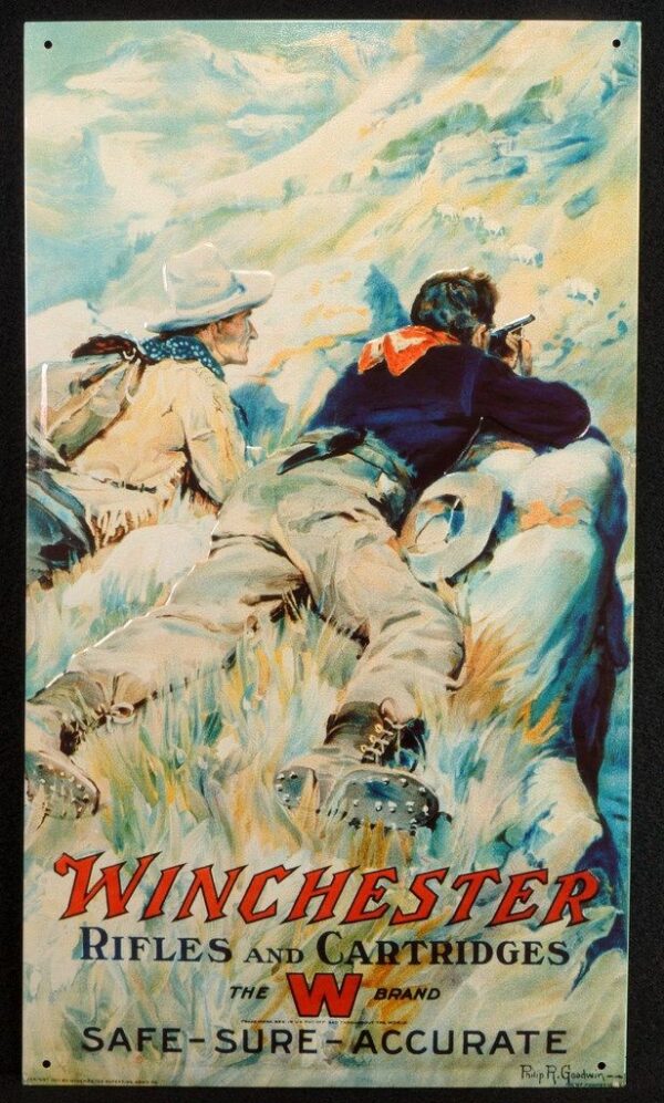 Plaque métal publicitaire 30x40cm plate : Winchester Rifles and Cartridges – Image 2