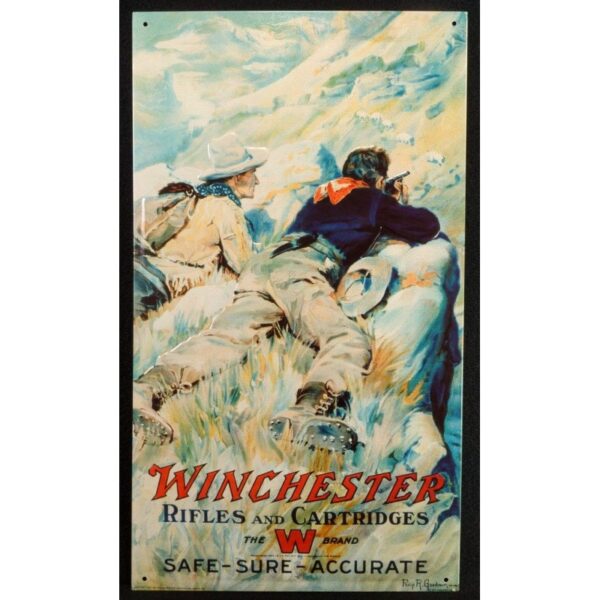 Plaque métal publicitaire 30x40cm plate : Winchester Rifles and Cartridges