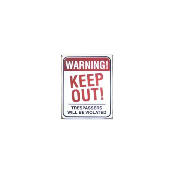Plaque métal plate 30 x 38 cm : WARNING KEEP OUT
