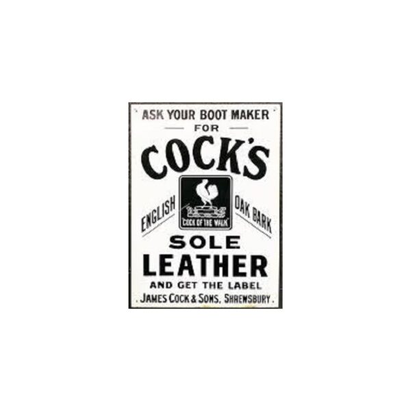 Plaque métal publicitaire 30x40cm plate : COCK'S SOLE LEATHER