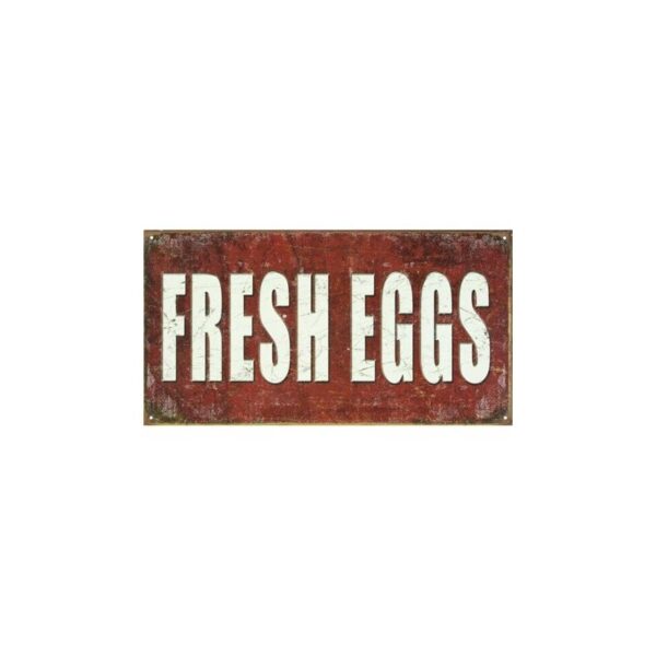 Plaque métal publicitaire 21,5x40cm plate : FRESH EGGS