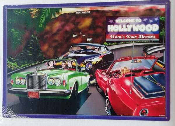 Plaque métal publicitaire 42x30cm plate : WELCOME TO HOLLYWOOD – Image 2