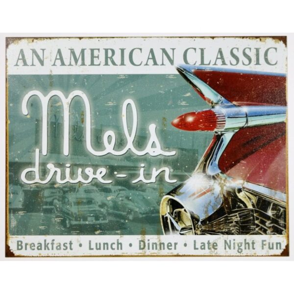 Plaque métal publicitaire 40x30cm plate : MELS DRIVE-IN