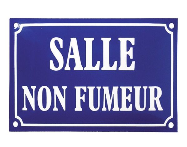 Plaque émaillée 15x25 cm bombée : SALLE NON FUMEUR – Image 2