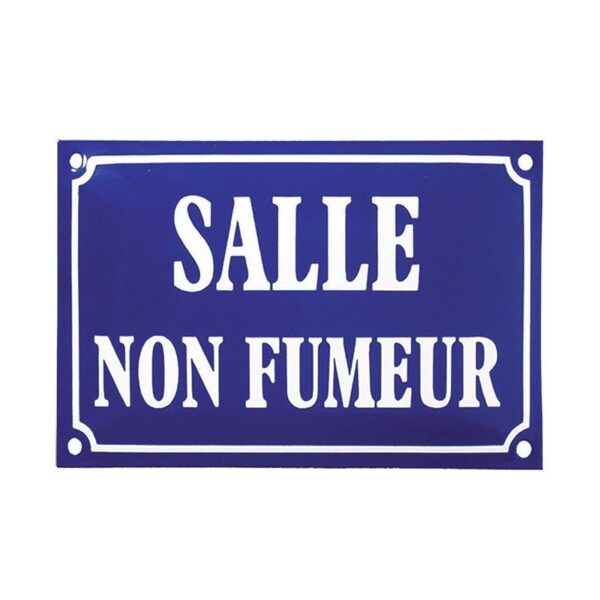 Plaque émaillée 15x25 cm bombée : SALLE NON FUMEUR