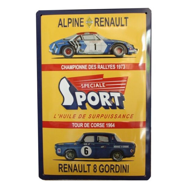 Plaque métal publicitaire bombée relief 20 x 30 cm : R8 / Alpine – Image 2