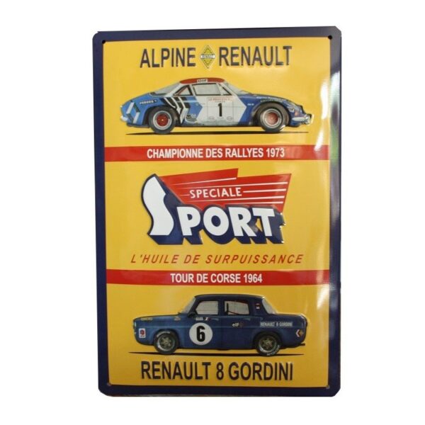 Plaque métal publicitaire bombée relief 20 x 30 cm : R8 / Alpine