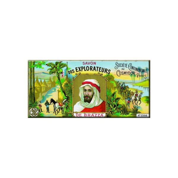 Plaque métal publicitaire 17,5 x 45 cm plate : SAVON DES EXPLORATEURS