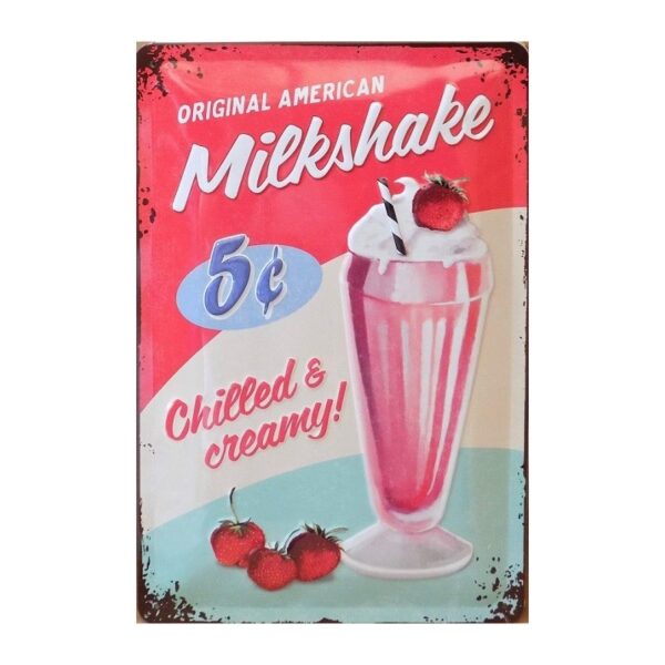 plaque métal publicitaire 20x30cm bombée en relief : Original American Milkshake
