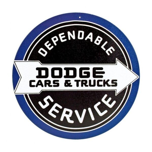 Plaque métal publicitaire diametre 30cm plate : DODGE CARS & TRUCKS