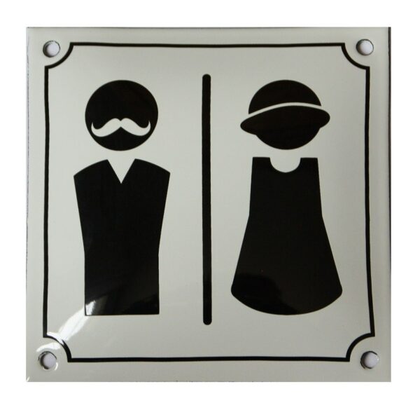 Plaque émaillée de 15x15cm bombée : Pictogramme H/F – Image 2