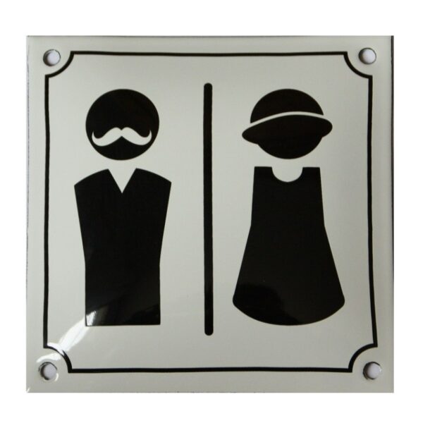 Plaque émaillée de 15x15cm bombée : Pictogramme H/F