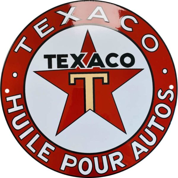 Plaque émaillée diamètre 30 cm : TEXACO – Image 2