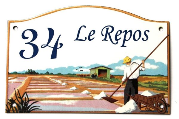 Numéro de rue émaillé 13 x 20 cm Marais Salants N 34 – Image 2