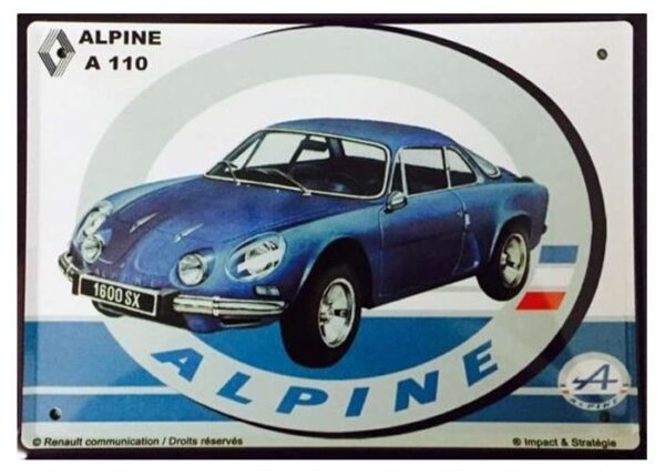 plaque métal publicitaire 20x30cm bombée en relief : ALPINE A110 – Image 2