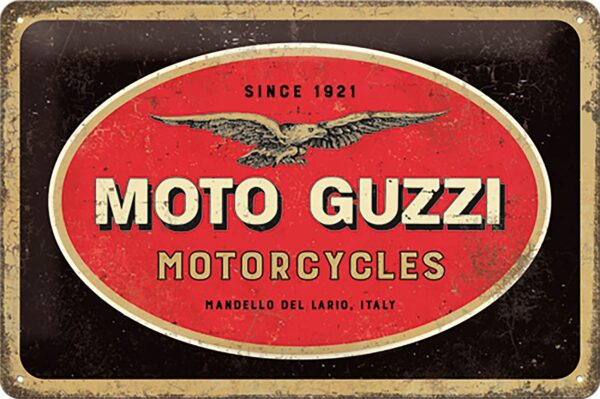 plaque métal publicitaire 20x30cm bombée en relief : MOTO GUZZI – Image 2